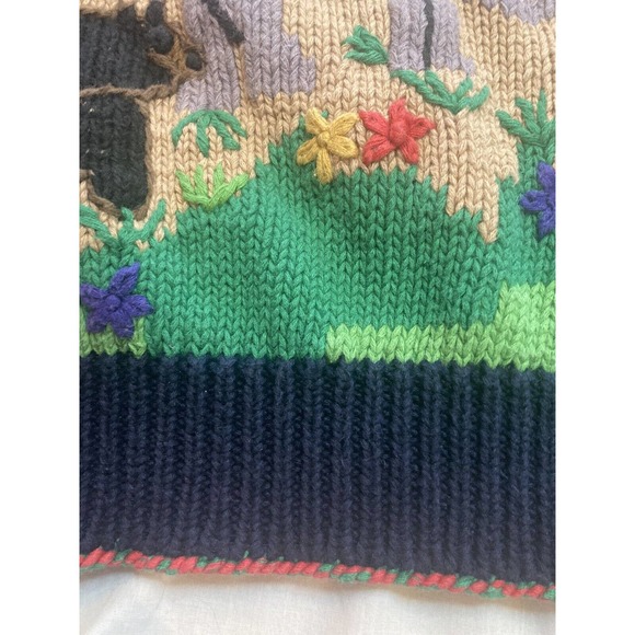 Vintage Early 90s IsKnitCute! Hand Knit Noah’s Ark Sweater. Size 2 = Large - Picture 8 of 12